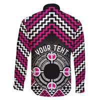 Personalised Aotearoa Niho Taniwha Motif Family Matching Off Shoulder Maxi Dress and Hawaiian Shirt Pink Style