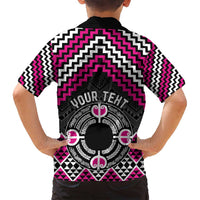 Personalised Aotearoa Niho Taniwha Motif Family Matching Tank Maxi Dress and Hawaiian Shirt Pink Style