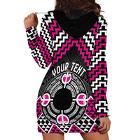 Personalised Aotearoa Niho Taniwha Motif Hoodie Dress Pink Style