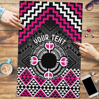 Personalised Aotearoa Niho Taniwha Motif Puzzle Pink Style - Polynesian Pride