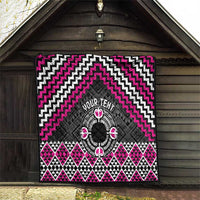 Personalised Aotearoa Niho Taniwha Motif Quilt Pink Style LT9 - Polynesian Pride