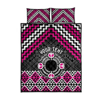 Personalised Aotearoa Niho Taniwha Motif Quilt Bed Set Pink Style