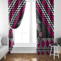 Personalised Aotearoa Niho Taniwha Motif Window Curtain Pink Style
