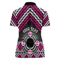 Personalised Aotearoa Niho Taniwha Motif Women Polo Shirt Pink Style