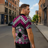 Personalised Aotearoa Niho Taniwha Motif Zipper Polo Shirt Pink Style - Polynesian Pride