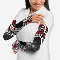 Personalised Aotearoa Niho Taniwha Motif Arm Sleeves Red Style - Polynesian Pride