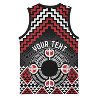 Personalised Aotearoa Niho Taniwha Motif Basketball Jersey Red Style - Polynesian Pride