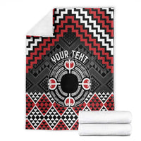 Personalised Aotearoa Niho Taniwha Motif Blanket Red Style