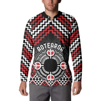Personalised Aotearoa Niho Taniwha Motif Button Sweatshirt Red Style LT9 - Polynesian Pride