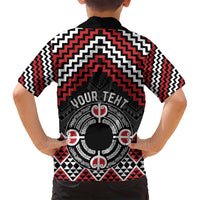 Personalised Aotearoa Niho Taniwha Motif Family Matching Tank Maxi Dress and Hawaiian Shirt Red Style