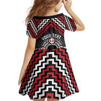 Personalised Aotearoa Niho Taniwha Motif Kid Short Sleeve Dress Red Style