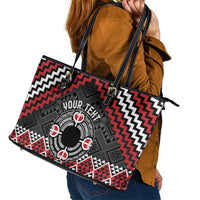 Personalised Aotearoa Niho Taniwha Motif Leather Tote Bag Red Style