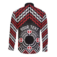 Personalised Aotearoa Niho Taniwha Motif Long Sleeve Button Shirt Red Style