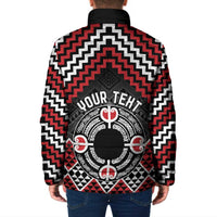 Personalised Aotearoa Niho Taniwha Motif Padded Jacket Red Style - Polynesian Pride