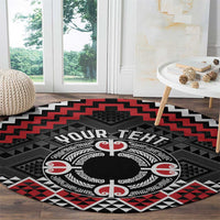 Personalised Aotearoa Niho Taniwha Motif Round Carpet Red Style LT9 - Polynesian Pride