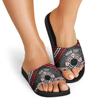 Personalised Aotearoa Niho Taniwha Motif Slide Sandals Red Style - Polynesian Pride