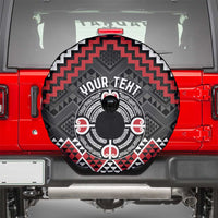 Personalised Aotearoa Niho Taniwha Motif Spare Tire Cover Red Style