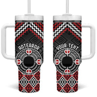 Personalised Aotearoa Niho Taniwha Motif Tumbler With Handle Red Style LT9 One Size: 40 oz Red - Polynesian Pride