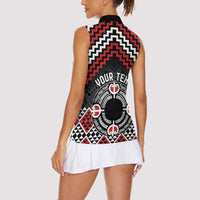 Personalised Aotearoa Niho Taniwha Motif Women Sleeveless Polo Shirt Red Style