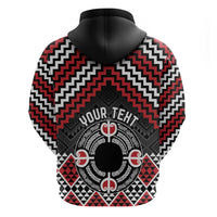 Personalised Aotearoa Niho Taniwha Motif Zip Hoodie Red Style LT9 - Polynesian Pride