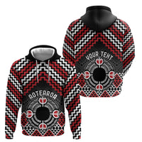 Personalised Aotearoa Niho Taniwha Motif Zip Hoodie Red Style LT9 - Polynesian Pride