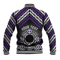Personalised Aotearoa Niho Taniwha Motif Baseball Jacket Violet Style