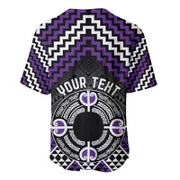 Personalised Aotearoa Niho Taniwha Motif Baseball Jersey Violet Style