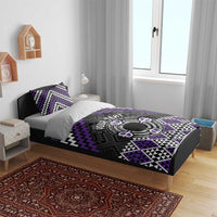 Personalised Aotearoa Niho Taniwha Motif Bedding Set Violet Style