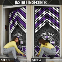 Personalised Aotearoa Niho Taniwha Motif Door Cover Violet Style - Polynesian Pride