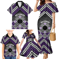 Personalised Aotearoa Niho Taniwha Motif Family Matching Mermaid Dress and Hawaiian Shirt Violet Style