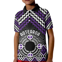 Personalised Aotearoa Niho Taniwha Motif Kid Polo Shirt Violet Style