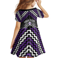Personalised Aotearoa Niho Taniwha Motif Kid Short Sleeve Dress Violet Style