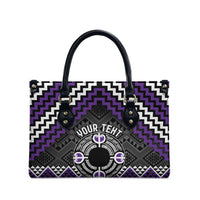 Personalised Aotearoa Niho Taniwha Motif Leather Bag Violet Style - Polynesian Pride