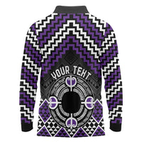 Personalised Aotearoa Niho Taniwha Motif Long Sleeve Polo Shirt Violet Style