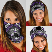 Personalised Aotearoa Niho Taniwha Motif Neck Gaiter Violet Style - Polynesian Pride