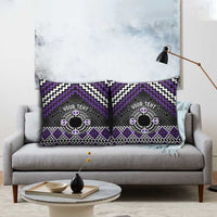 Personalised Aotearoa Niho Taniwha Motif Pillow Cover Violet Style - Polynesian Pride