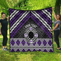 Personalised Aotearoa Niho Taniwha Motif Quilt Violet Style LT9 - Polynesian Pride