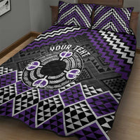 Personalised Aotearoa Niho Taniwha Motif Quilt Bed Set Violet Style