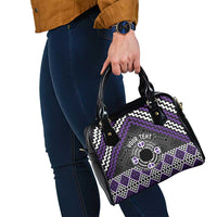 Personalised Aotearoa Niho Taniwha Motif Shoulder Handbag Violet Style