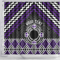 Personalised Aotearoa Niho Taniwha Motif Shower Curtain Violet Style LT9 - Polynesian Pride