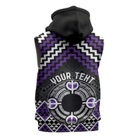 Personalised Aotearoa Niho Taniwha Motif Sleeveless Hoodie Violet Style - Polynesian Pride