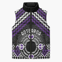 Personalised Aotearoa Niho Taniwha Motif Sleeveless Puffer Jacket Violet Style - Polynesian Pride