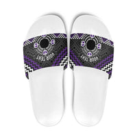 Personalised Aotearoa Niho Taniwha Motif Slide Sandals Violet Style - Polynesian Pride