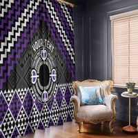Personalised Aotearoa Niho Taniwha Motif Window Curtain Violet Style