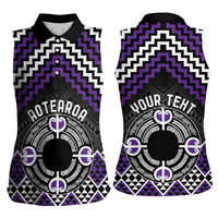 Personalised Aotearoa Niho Taniwha Motif Women Sleeveless Polo Shirt Violet Style