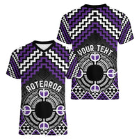 Personalised Aotearoa Niho Taniwha Motif Women V-Neck T-Shirt Violet Style