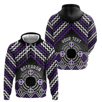 Personalised Aotearoa Niho Taniwha Motif Zip Hoodie Violet Style LT9 - Polynesian Pride