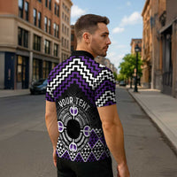 Personalised Aotearoa Niho Taniwha Motif Zipper Polo Shirt Violet Style - Polynesian Pride