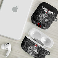 Black Aotearoa Taniko Motif AirPods Case Vintage Maori New Zealand Tribal Art Pattern - Polynesian Pride