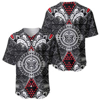 Black Aotearoa Tanilo Motif Baseball Jersey Vintage Maori New Zealand Tribal Art Pattern